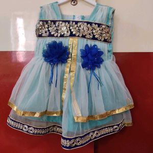 Sea Green Girls Net Frock