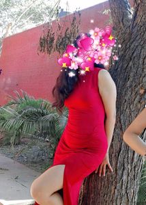 Red Bodycon Slit Dress