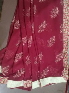 Maroon Floral Print Saree