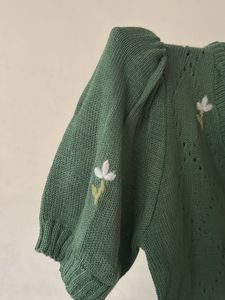 Floral Embroidered Green Cardigan