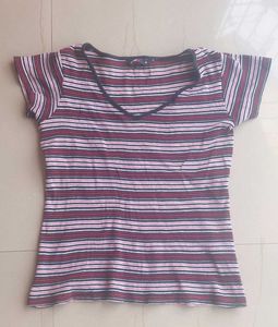 💮Clearance💮Jealous 21 Striped V-neck Tee