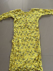 Yellow Printed Kurta