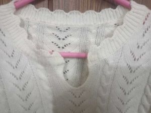 Korean White Knit Sweater Top