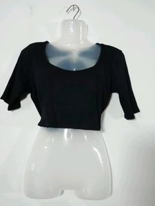 H&M Black Western Crop Top(women's)