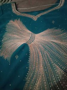 Teal Embellished Party Dress