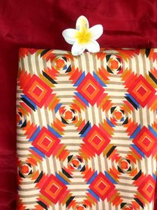 Dress Material - Red &amp; Patterned 2.5+2.5=5mtr