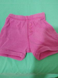Pink Girls Button Shorts