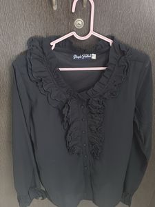 Black Ruffle Blouse