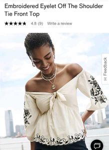 Embroidered Eyelet Off Shoulder Tie Front top