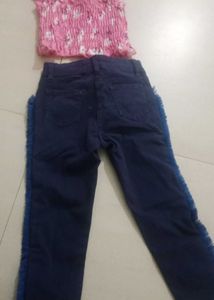 Hopscotch Pink Floral Top and Jeans set
