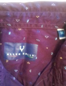 Allen Solly Purple Cotton Casual Shirt, Size 38