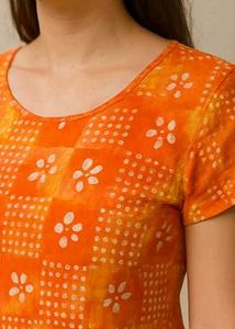 Orange Tie-Dye Printed Cotton Top