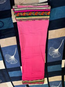 Pink Beautiful Saree With Broad Border