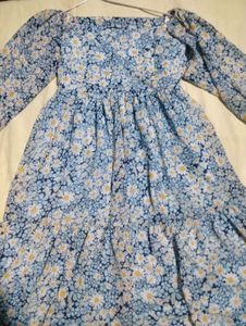 Blue Floral Midi Dress