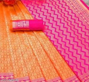 Elegant Pink &amp; White Sari