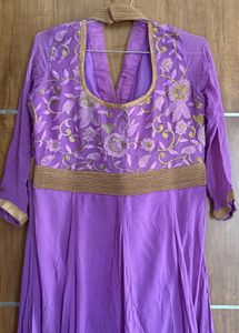 Purple Embroidered Anarkali Kurta