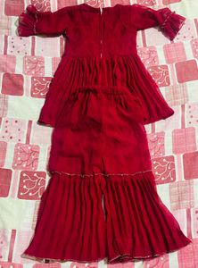 Kid Red Salwar Kameez Suit for Partywear