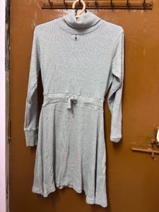 Gray Turtleneck Knit Dress