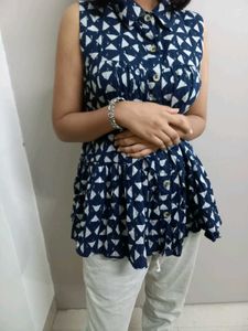 Bombay Paisley Twirl Top - Navy Blue