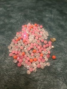 Craft Beads: Pink, Orange, & Clear