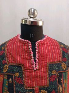 A colorful knee-length kurta