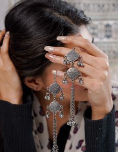 Boho Silver Drop Earrings