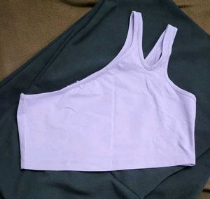 Lilac One-Shoulder Crop Top