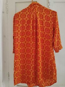 Orange Printed Kurta
