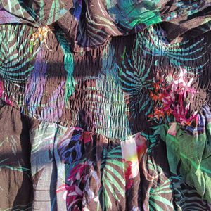 Tropical Print Off-Shoulder Romper