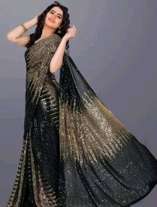 Black Golden Women Saree