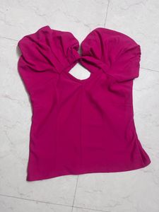 Pink Puff crop Top