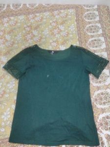 Green Crochet Sleeve Top
