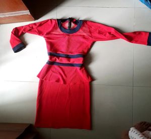 🎄 Cute Red Dress Stretchable Sweater Winter Wear