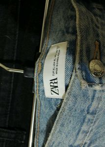 Zara Light Wash Denim Mini Skirt