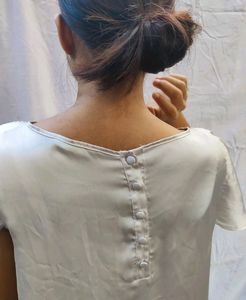 Silver Satin Top