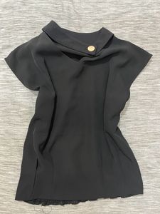 Black Formal Top With Button Detail