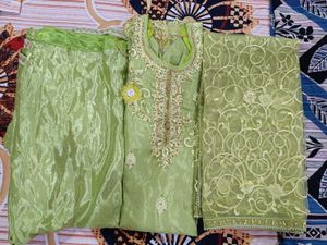 Elegant Lime Green Kurta Garara Set