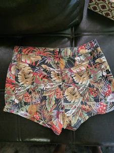 Printed Denim Shorts