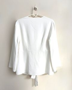 White V-Neck Tie-Up Top | Size 4XL
