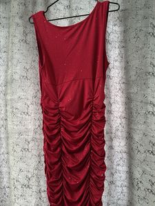 Red Ruched Bodycon Dress