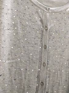 Grey Embellished Cardigan