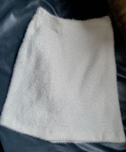 White Textured Mini Skirt