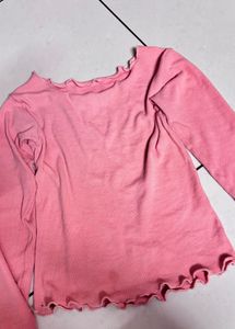 Full Sleeves Round Neck Ribbed Top for Girls