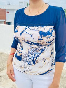 Blue White Top