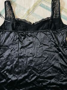 Elegant Black Lace Satin Camisole Top
