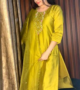 New Lime Mustard Heavy Handwork Suit Set