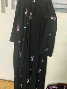 Black Embroidery Abaya In Free size