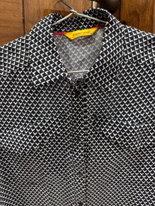 Navy Blue And White Printed Shirt