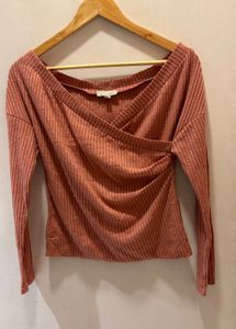 Wrap Front Long Sleeve Top