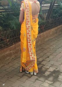 Elegant Yellow Floral Saree